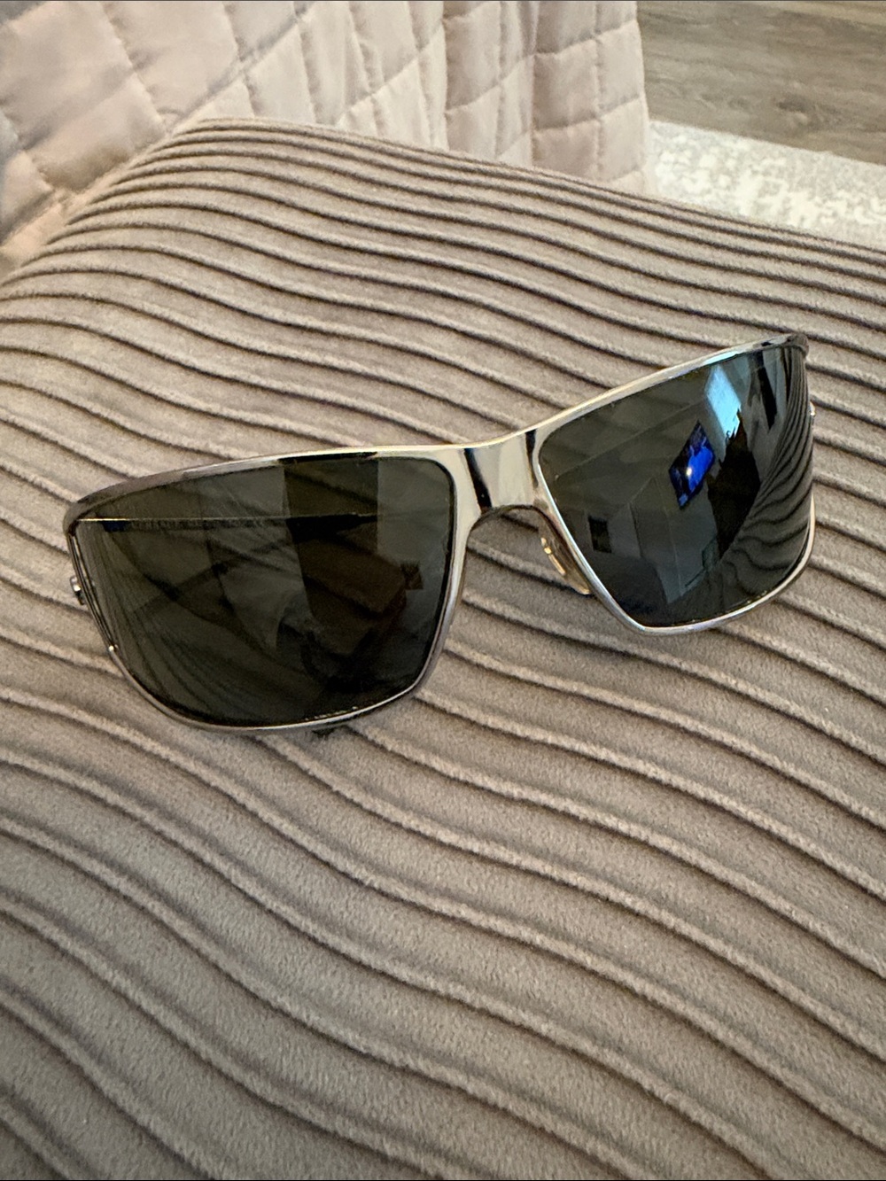 Versace Silver Frame Dark Lens Men’s Sunglasses